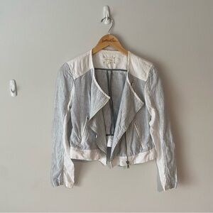 Lou & Grey Blue and White Striped Color Block Women's Jacket
